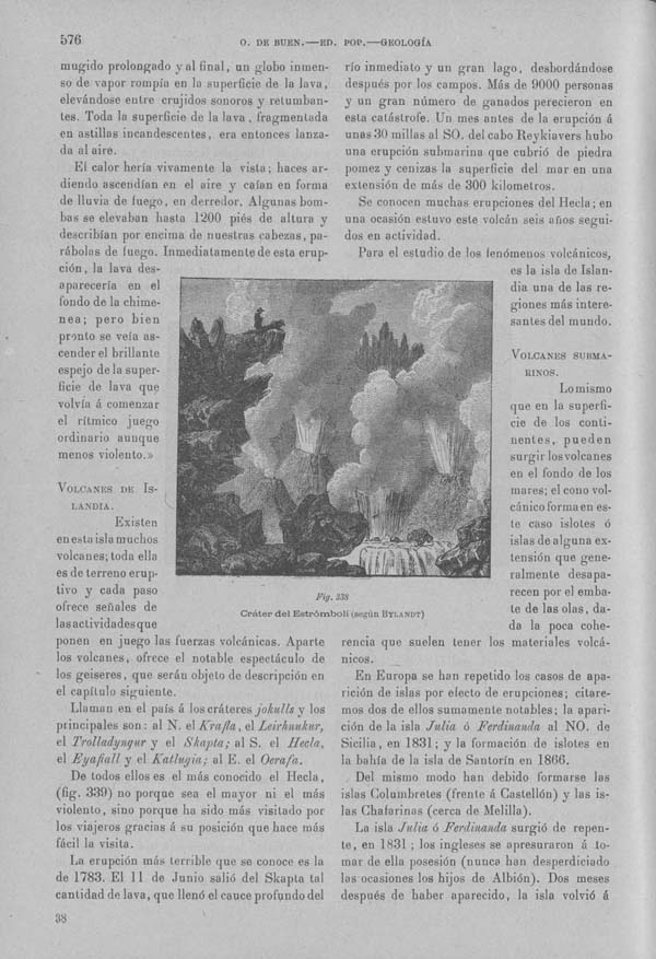 Página 576. Tomo I. Tratado IX. Geología. Volcanes y geiseres.
