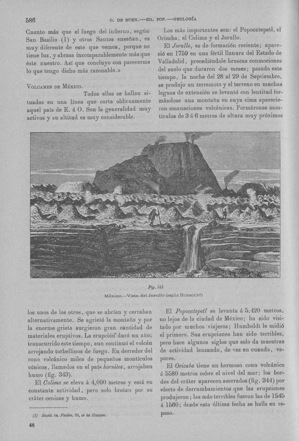 Página 586. Tomo I. Tratado IX. Geología. Volcanes y geiseres.