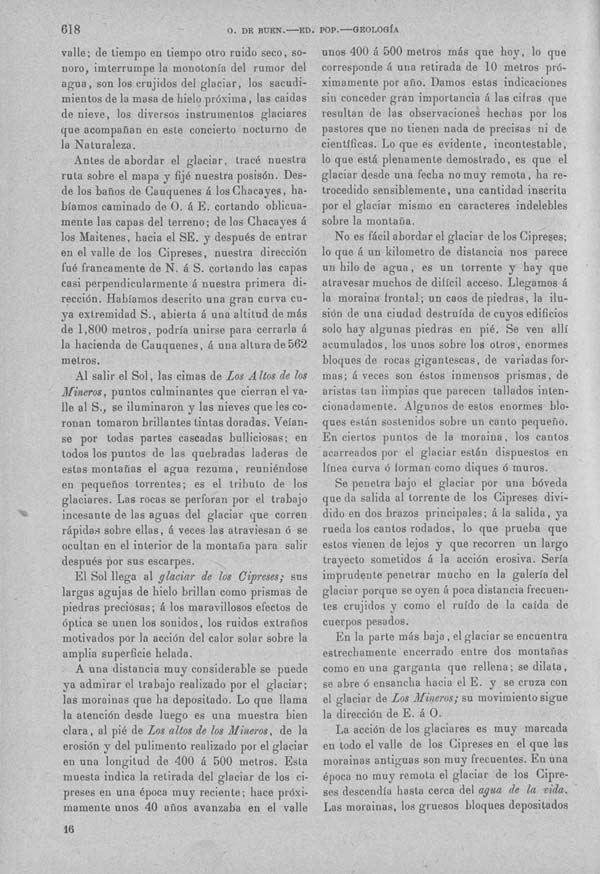 Página 618. Tomo I. Tratado X. Geología. La nieve y el hielo, su influencia en la vida del globo. Glaciarismo.