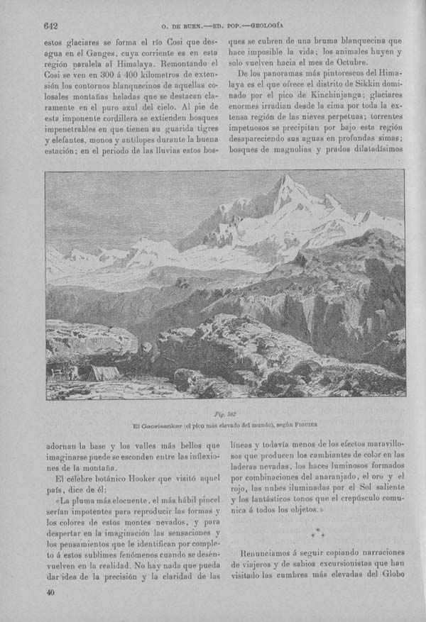 Página 642. Tomo I. Tratado X. Geología. La nieve y el hielo, su influencia en la vida del globo. La Nieve.