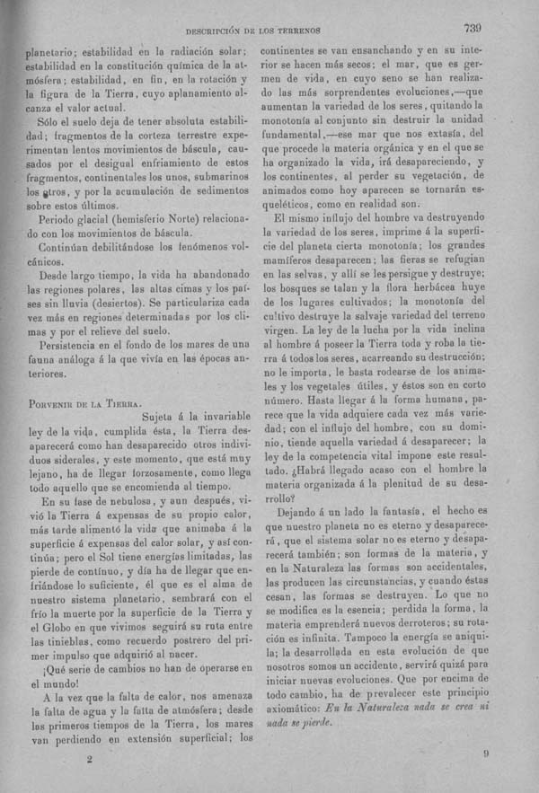 Página 739. Tomo I. Geología. Tratado XII. Geología Histórica. Descripción de los terrenos y fósiles característicos.