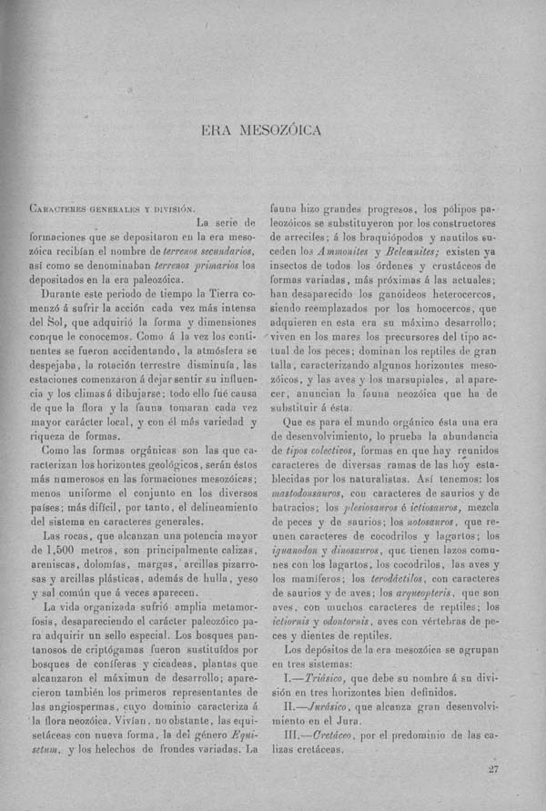 Página 757. Tomo I. Geología. Tratado XII. Geología Histórica. Descripción de los terrenos y fósiles característicos.