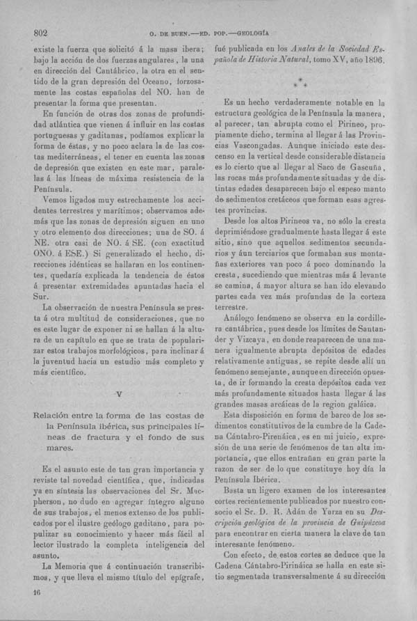 Página 802. Tomo I. Geología. Tratado XIII. Geología especial de España. (Primera parte).